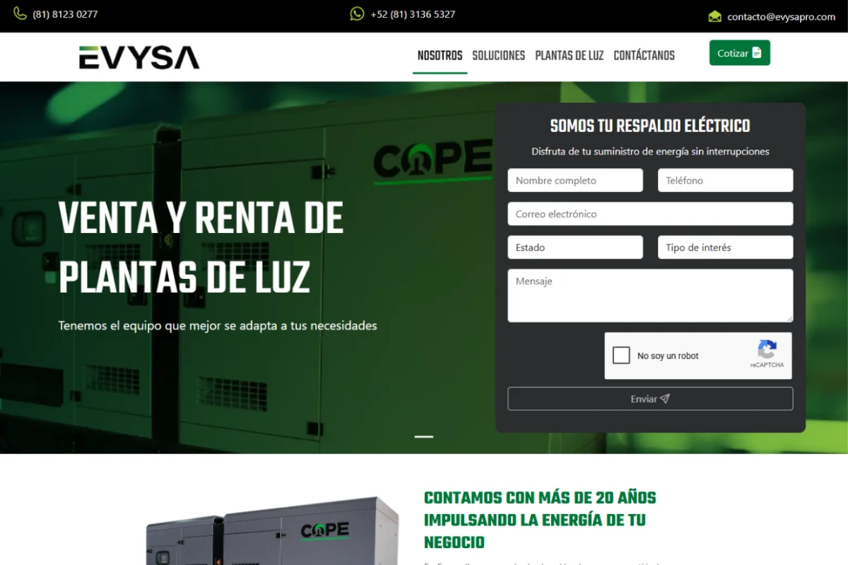 Sitio de una página para negocio local